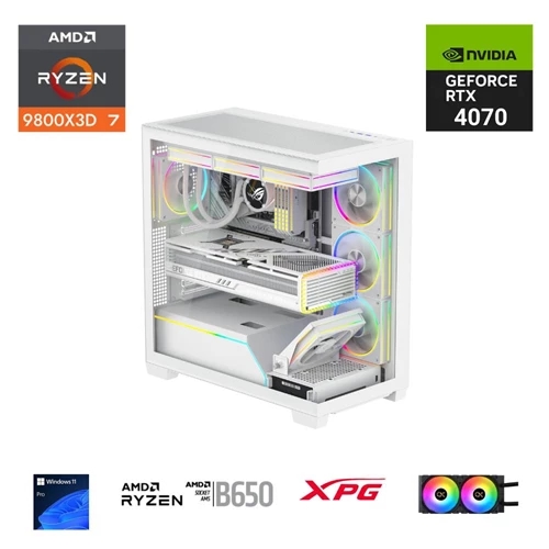 E.POWER RYZEN 7 9800X3D 32GB DDR5 1TB M.2 RTX 4070 B650 750W 240M