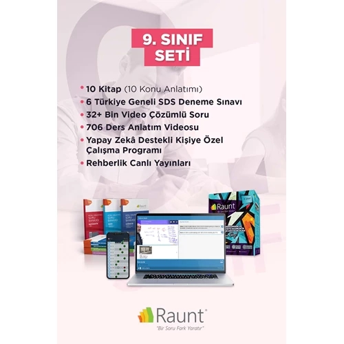 9. Sınıf (13 Kitap, Cep/Web) Yapay Zekalı, Kişisel Çalışma Planlı Ders Destek Seti